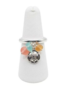 Icon Collection Multi-Color Sea Glass and Sand Dollar Cluster Ring (NWT)
